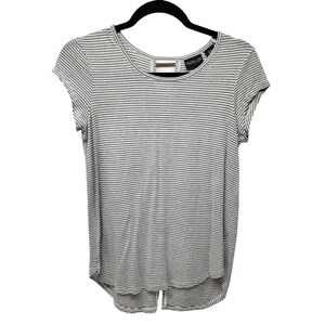 Rachel Zoe Top Cap Sleeve Scoop Neck Blue White Stripe, Size XS